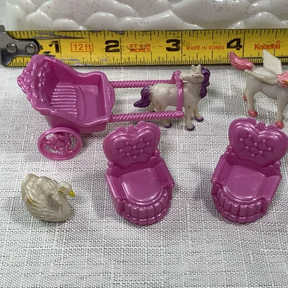 Vintage blue box tiny dream light up crystal castle And Some Accessories Horses